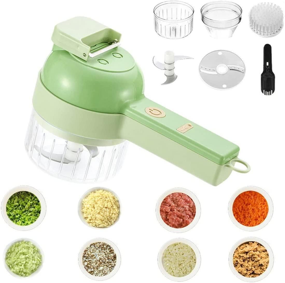 4-in-1 Electric Vegetable Cutter – Portable Food Chopper & Slicer