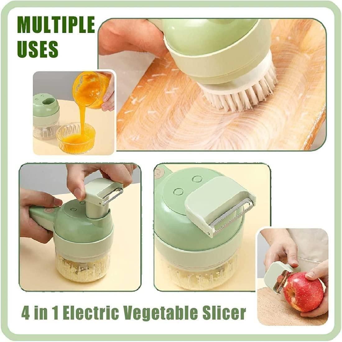 4-in-1 Electric Vegetable Cutter – Portable Food Chopper & Slicer