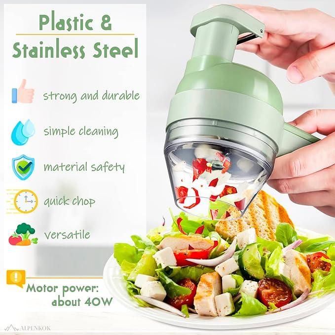 4-in-1 Electric Vegetable Cutter – Portable Food Chopper & Slicer