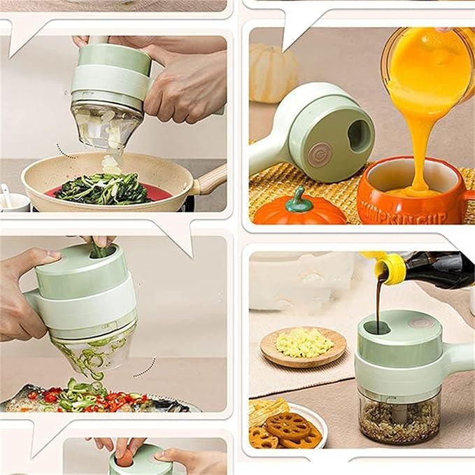 4-in-1 Electric Vegetable Cutter – Portable Food Chopper & Slicer