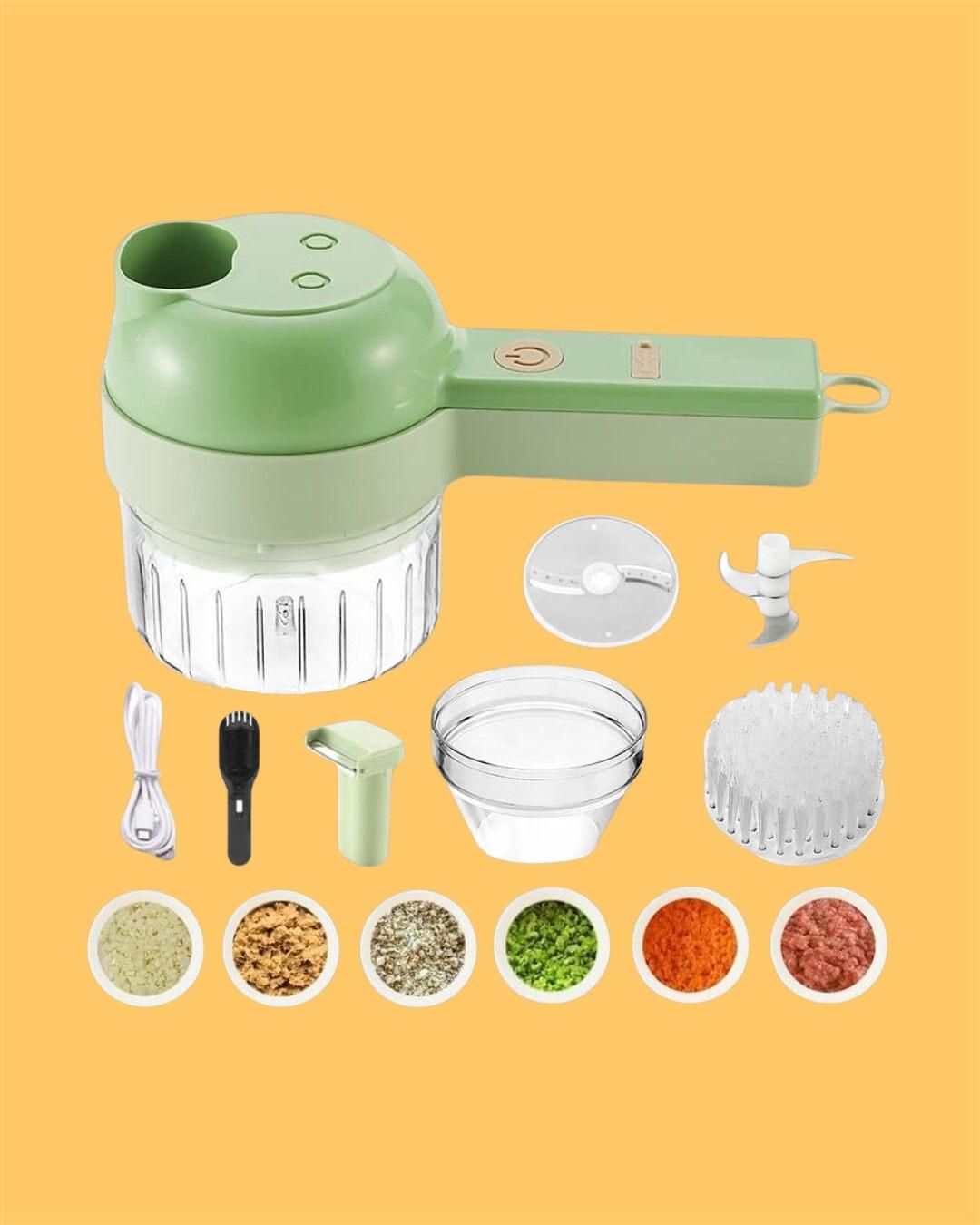 4-in-1 Electric Vegetable Cutter – Portable Food Chopper & Slicer