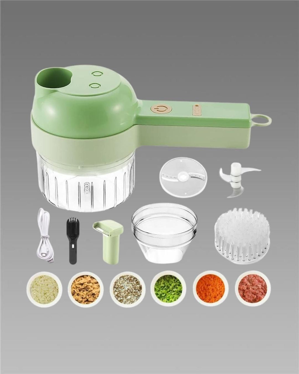 4-in-1 Electric Vegetable Cutter – Portable Food Chopper & Slicer
